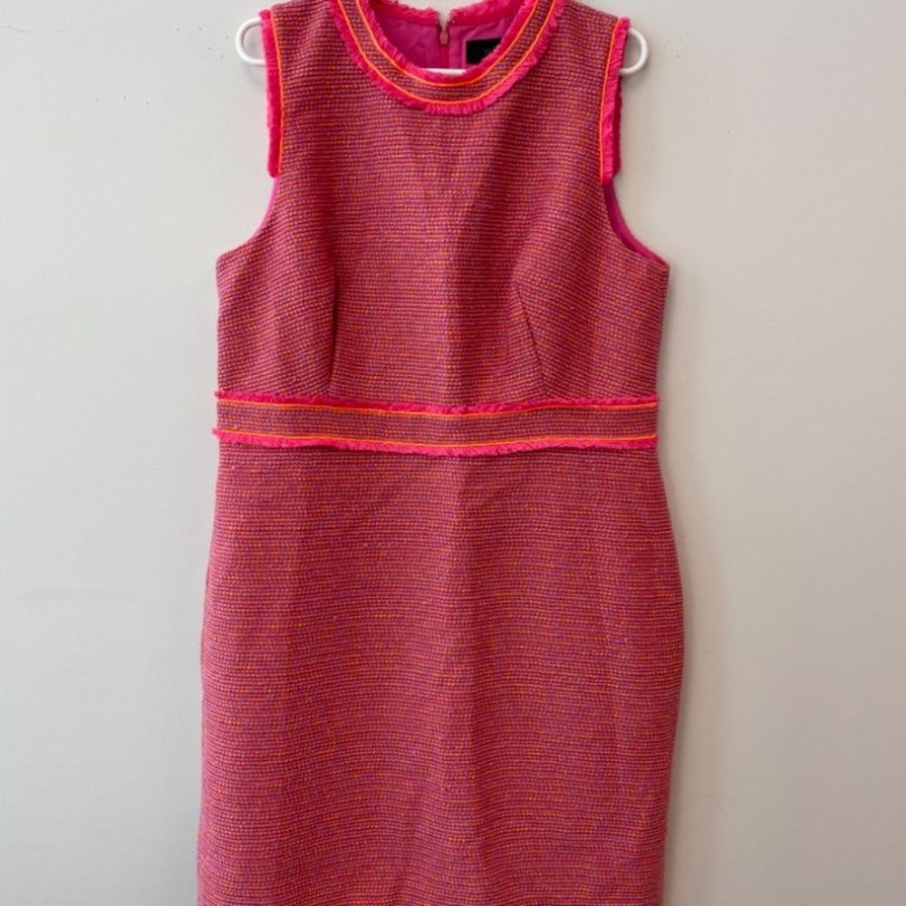 J. Crew 16 Pink Tweed Sheath Dress NWT